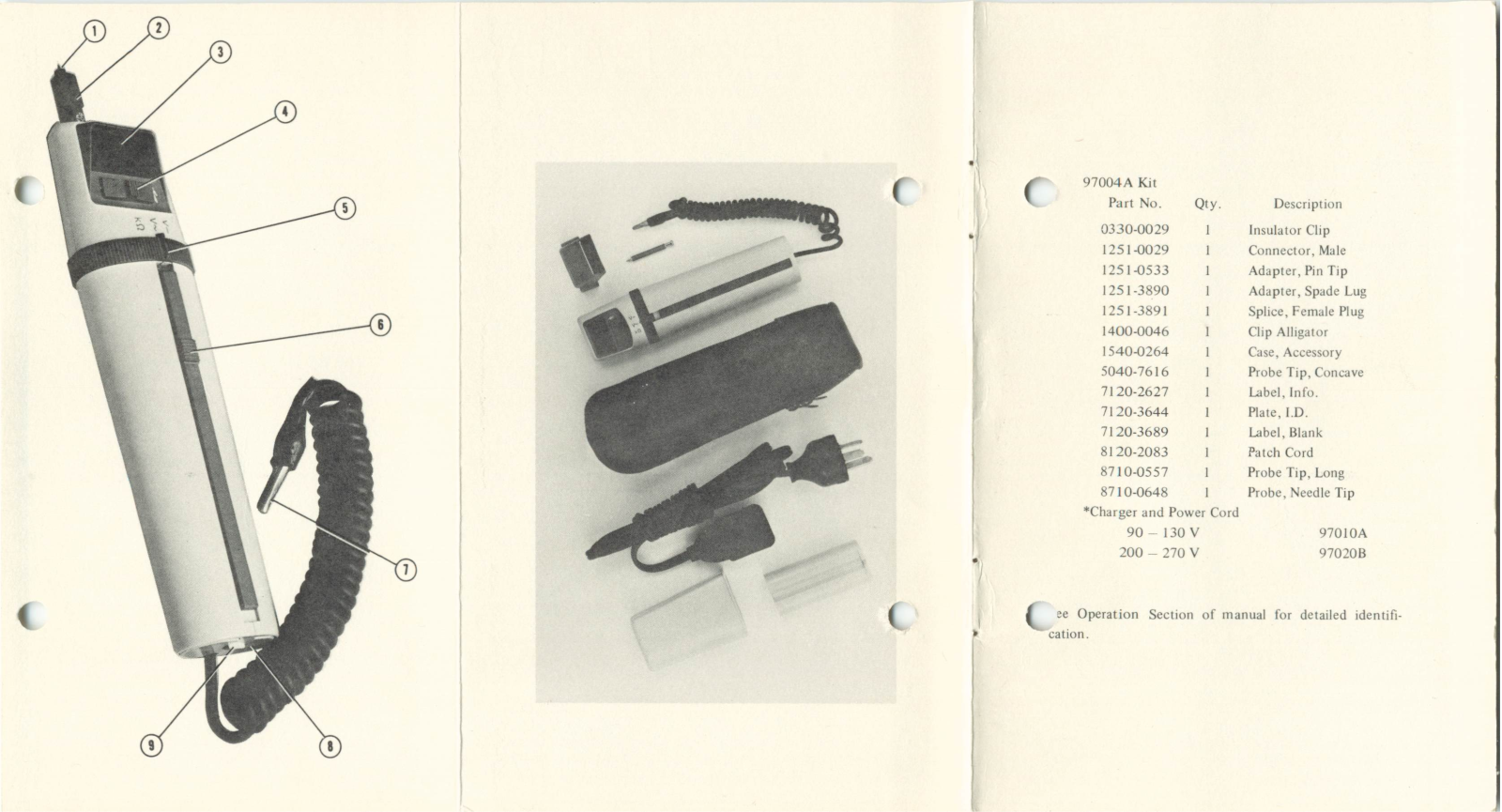 00970-90004 Hewlett Packard 970A Probe Multimeter Operating & Service Manual 