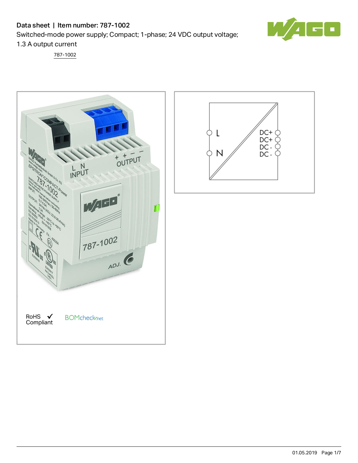 Wago 787-1002 Data Sheet