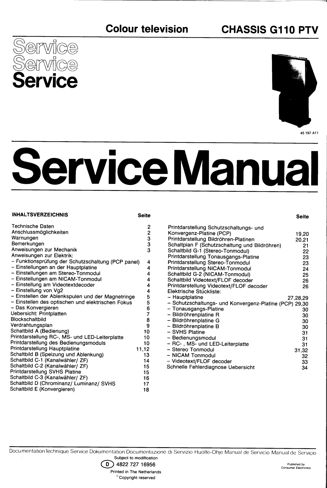 Philips G110 PTV Service Manual