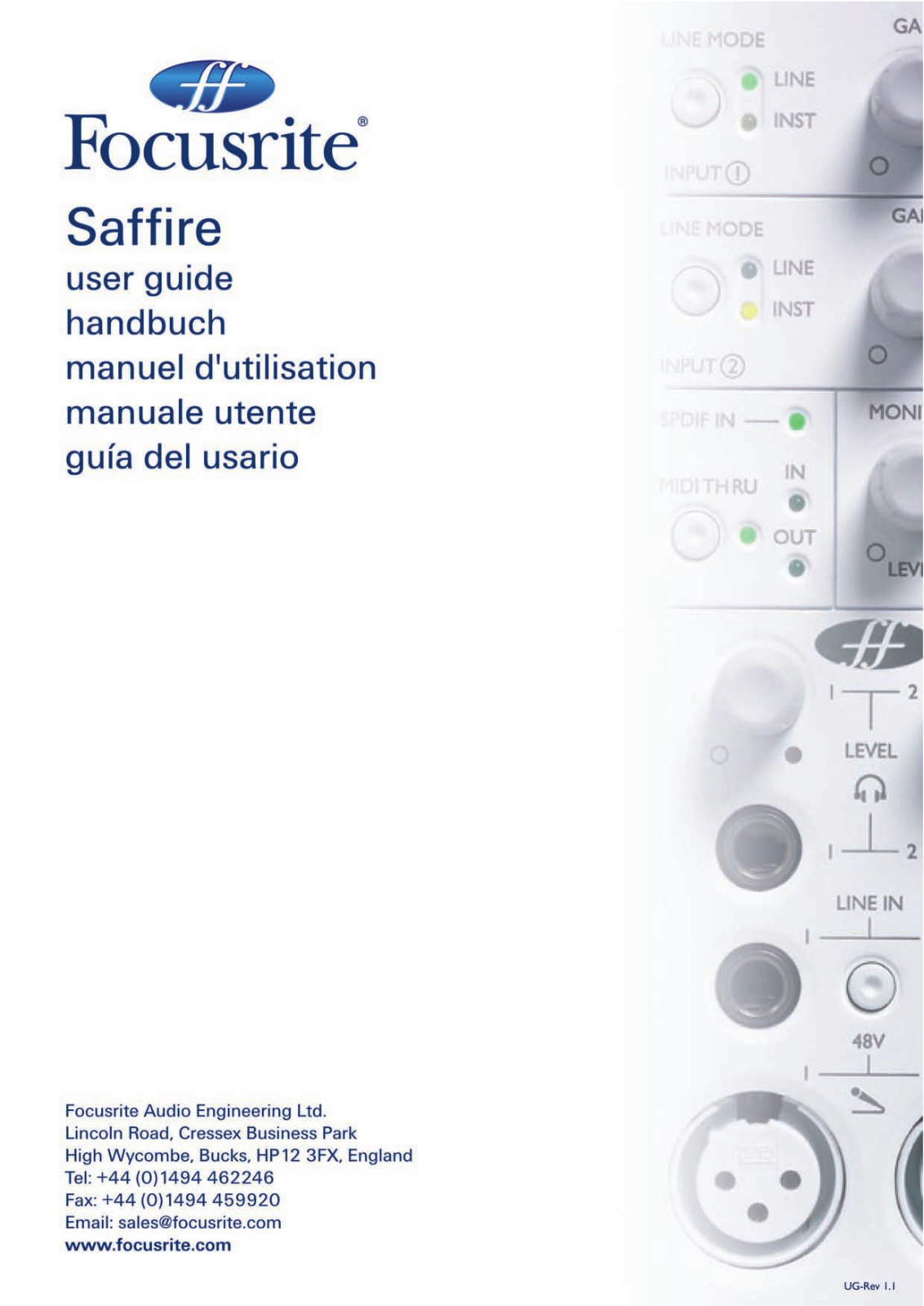 Focusrite Saffire - Interfaccia Audio Firewire con DSP User manual