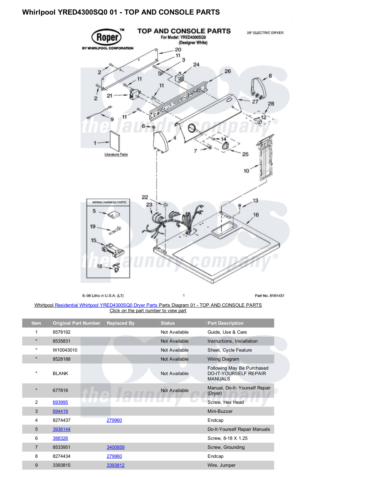 Whirlpool YRED4300SQ0 Parts Diagram