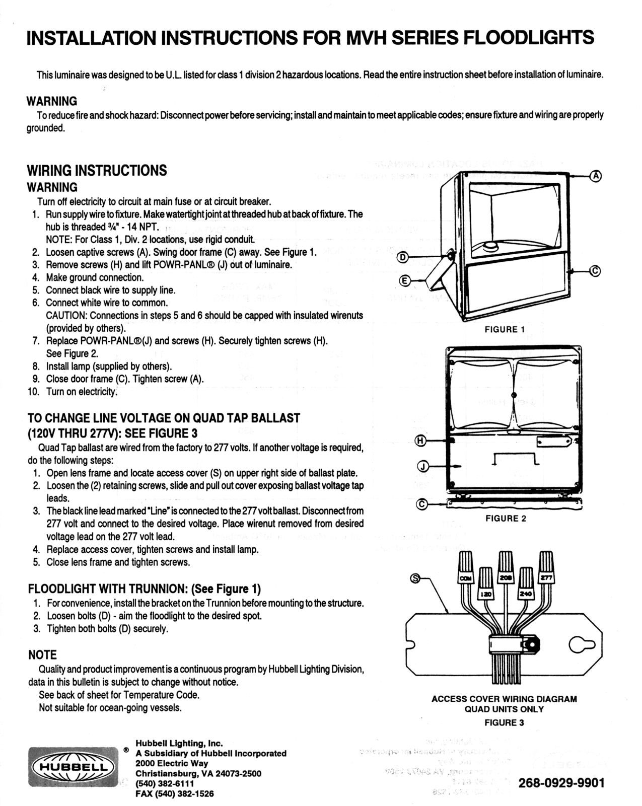 Hubbell Lighting MVH User Manual