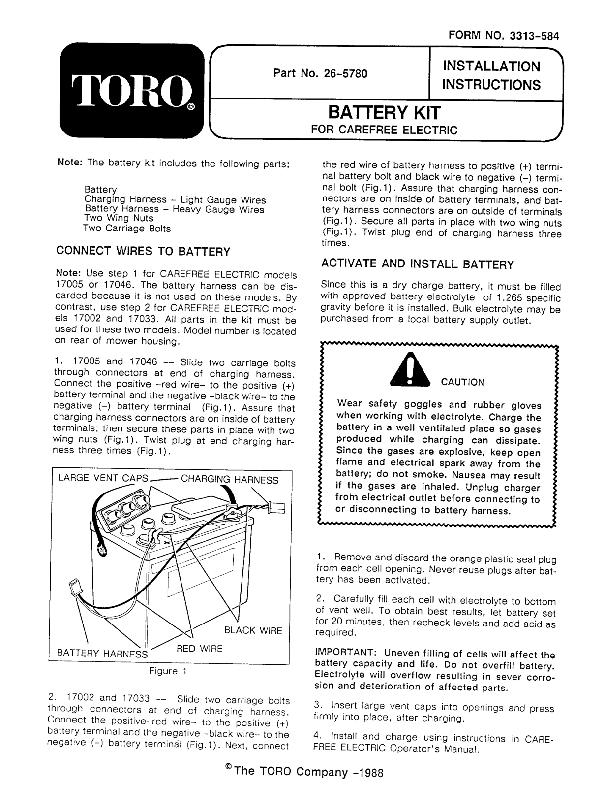 Toro 26-5780 Installation Instructions