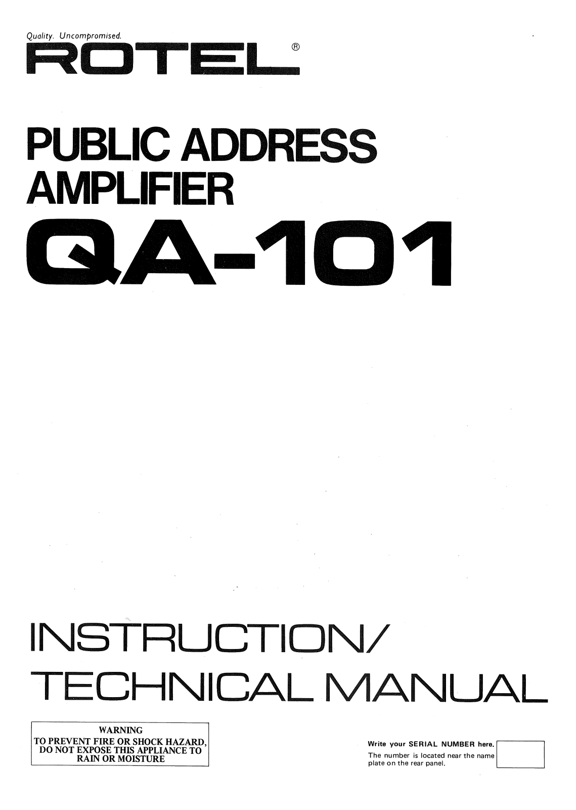 Rotel QA-101 Service manual