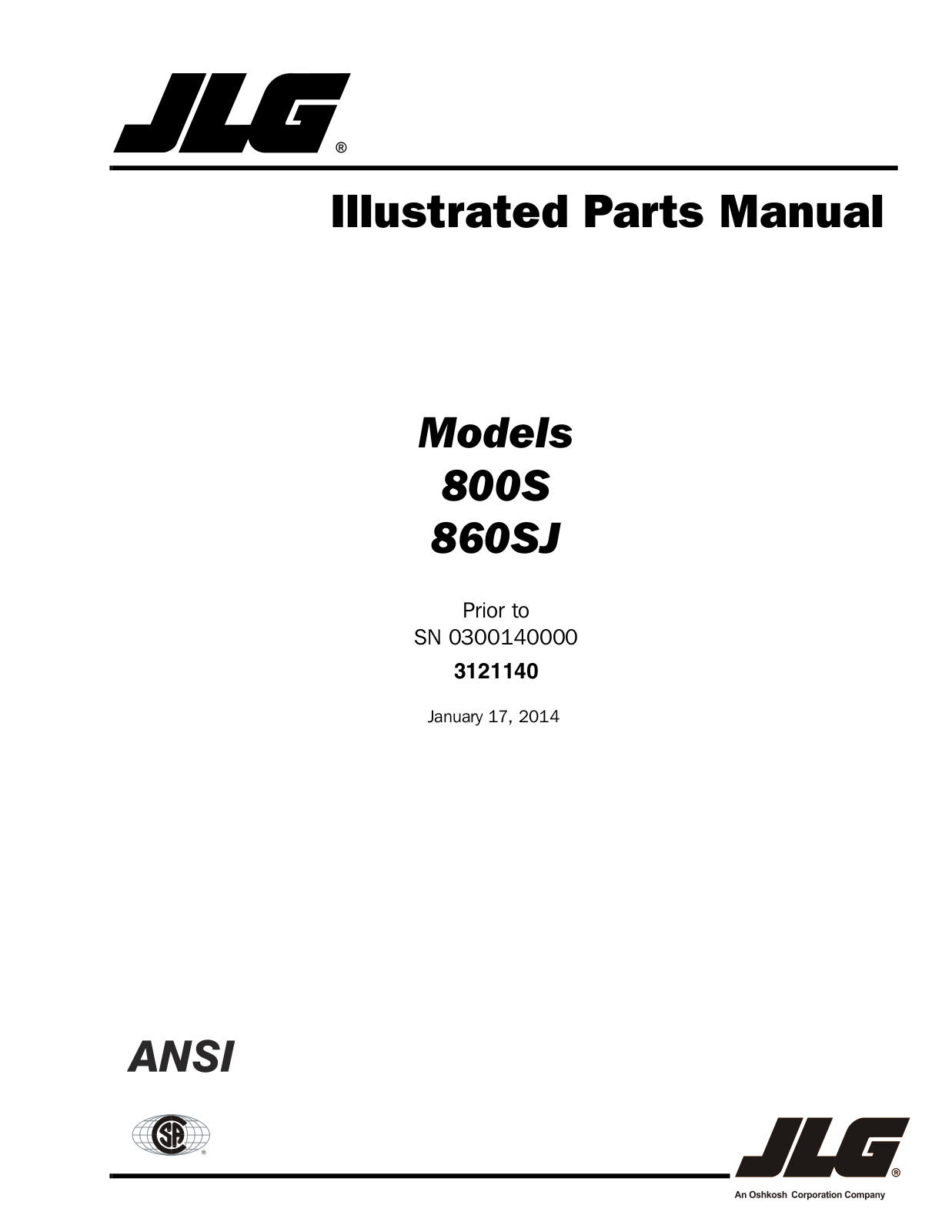 JLG 860SJ Parts Manual