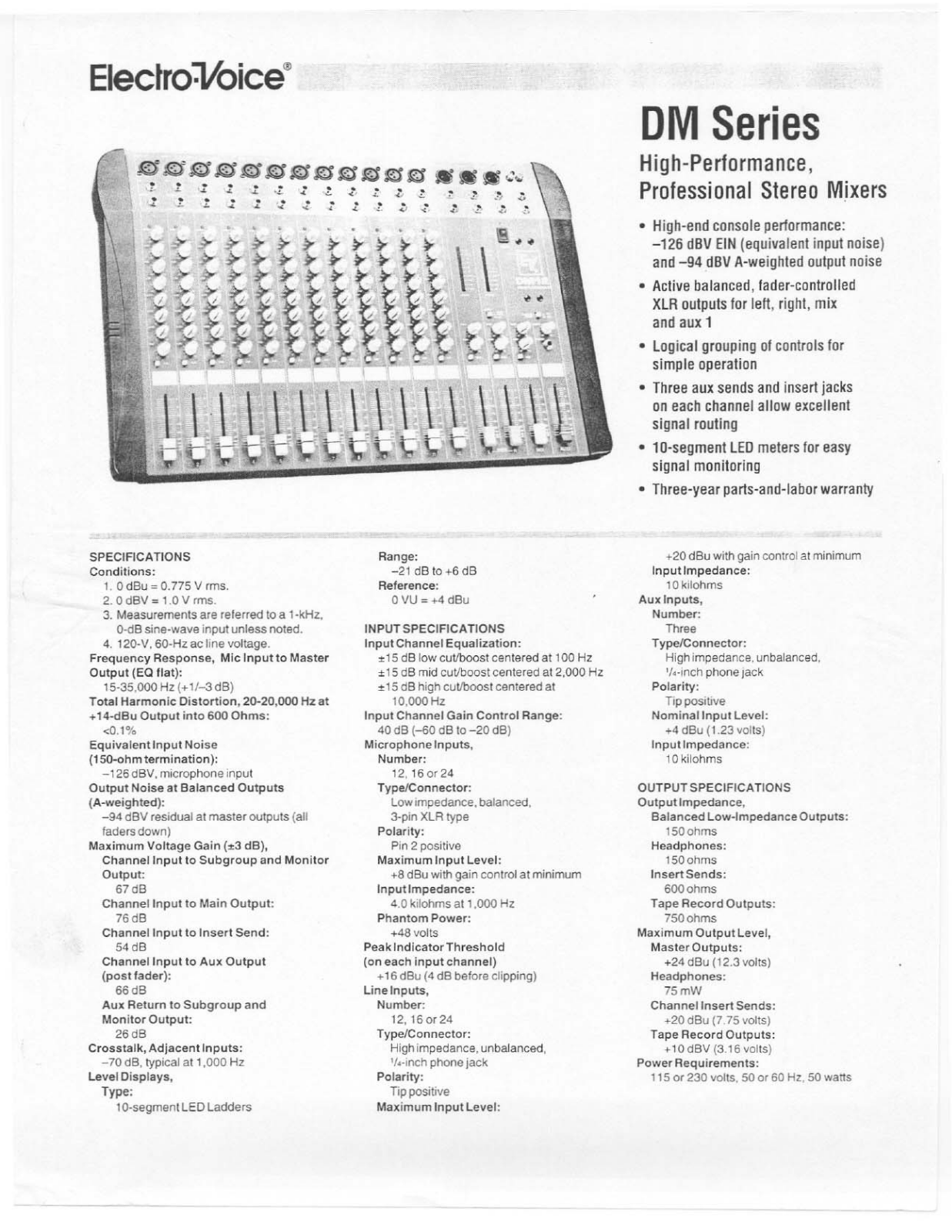 Electro-voice DM12, DM16, DM24 Manual