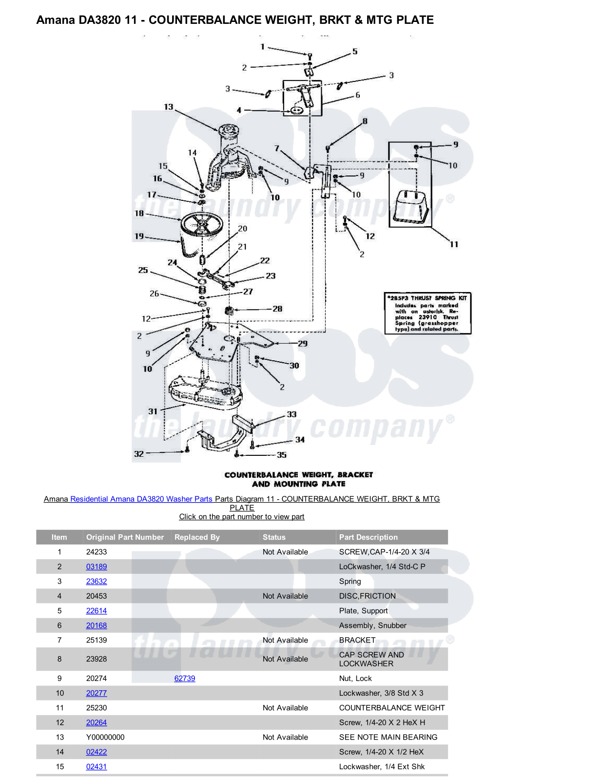 Amana DA3820 Parts Diagram