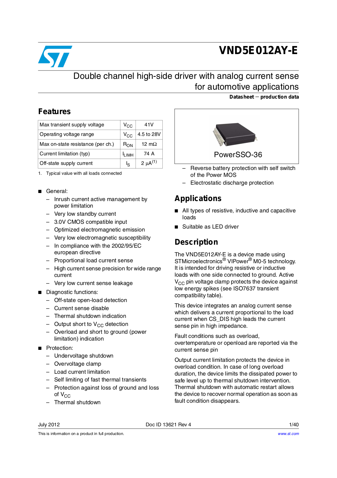 ST VND5E012AY-E User Manual