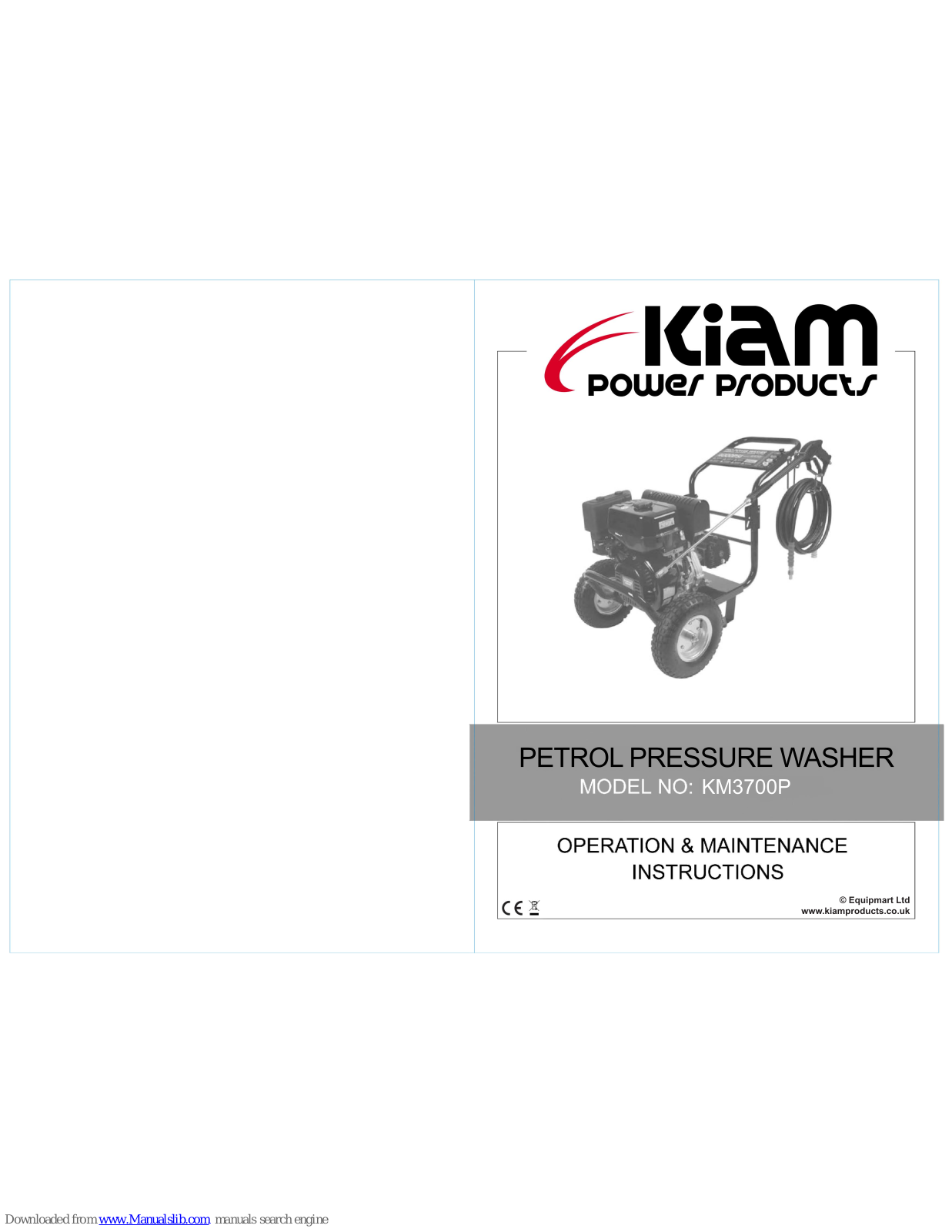 KIAM KM3700P Operation & Maintenance Instructions Manual