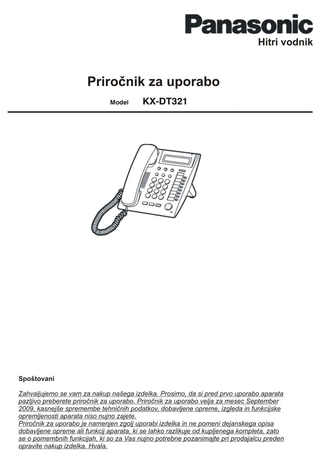 Panasonic KX-DT321 User Manual