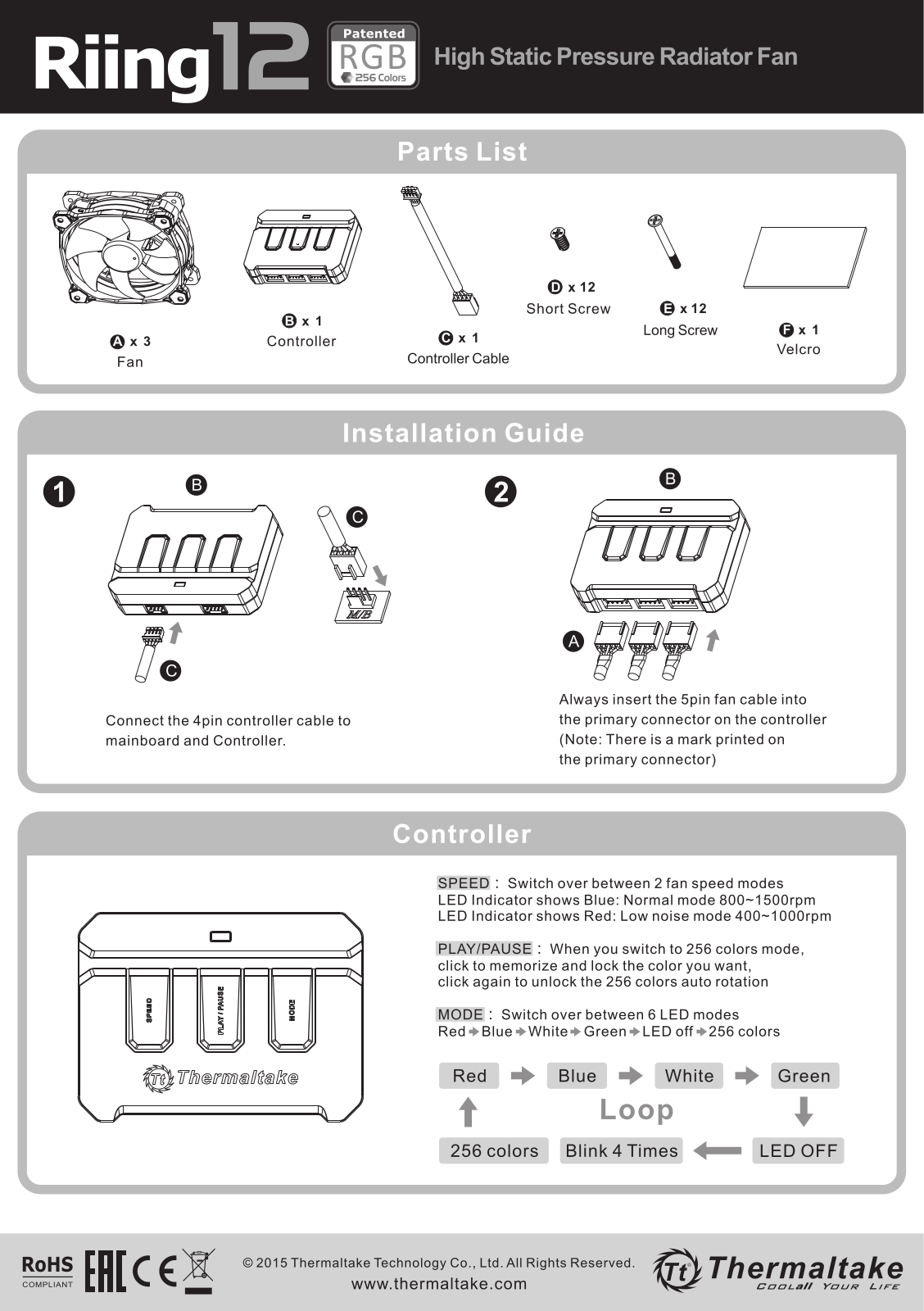 Thermaltake RIING12 User Manual