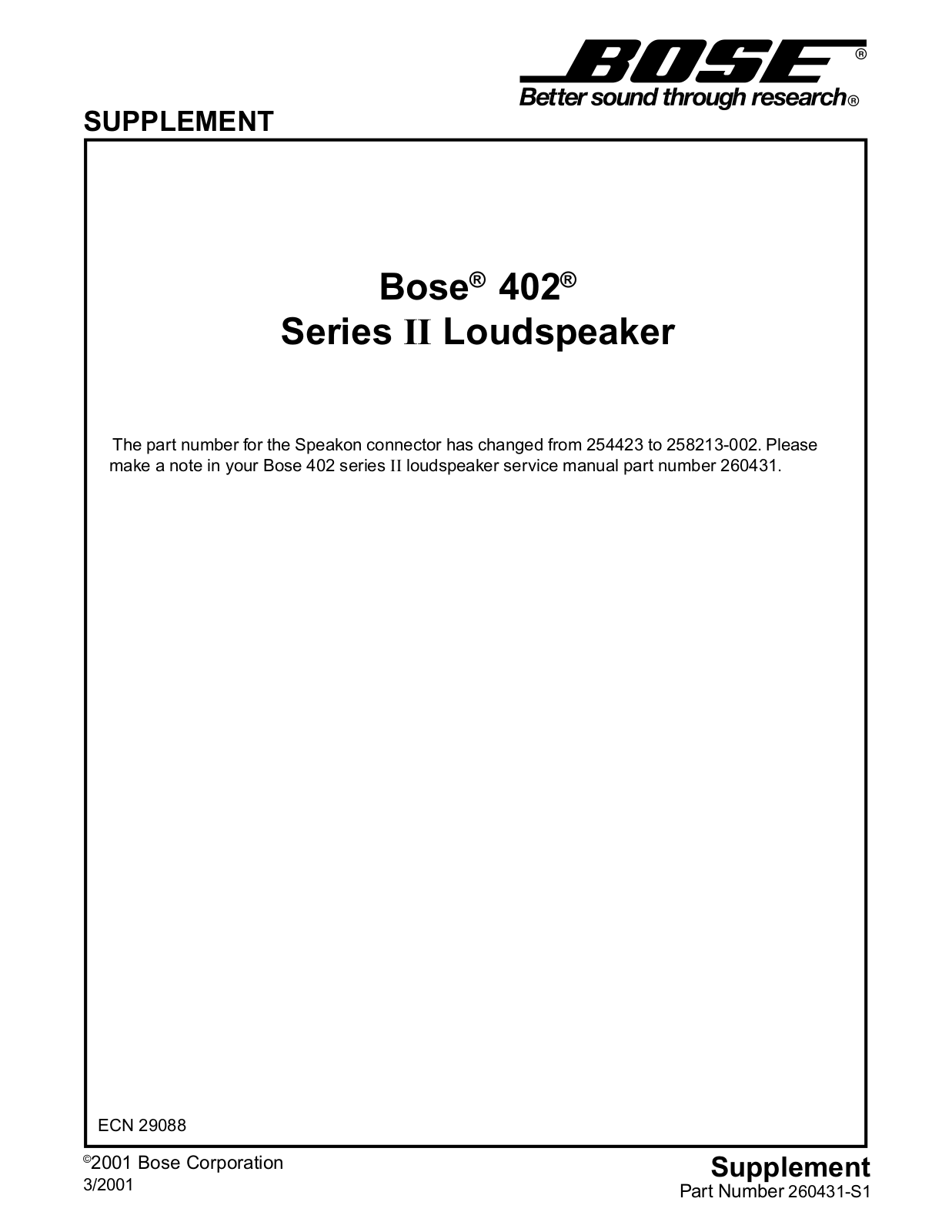 BOSE 402 SERIES II Schematic