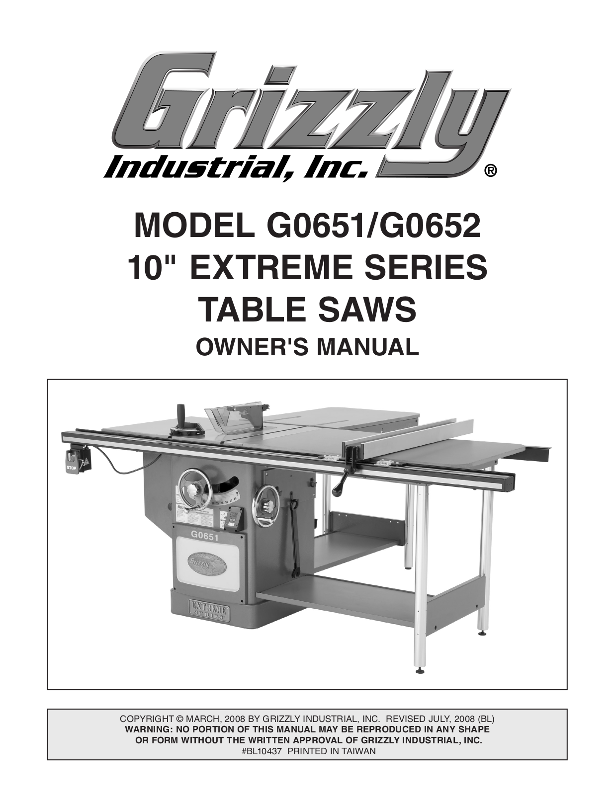 Grizzly G0652, G0651 User Manual