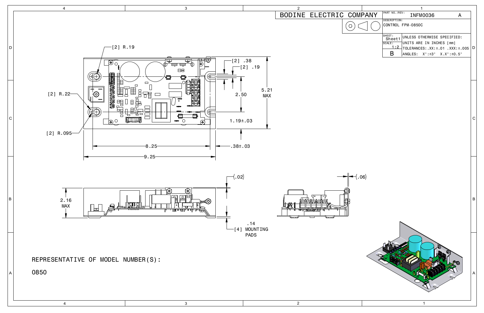 Bodine 0850 Reference Drawing