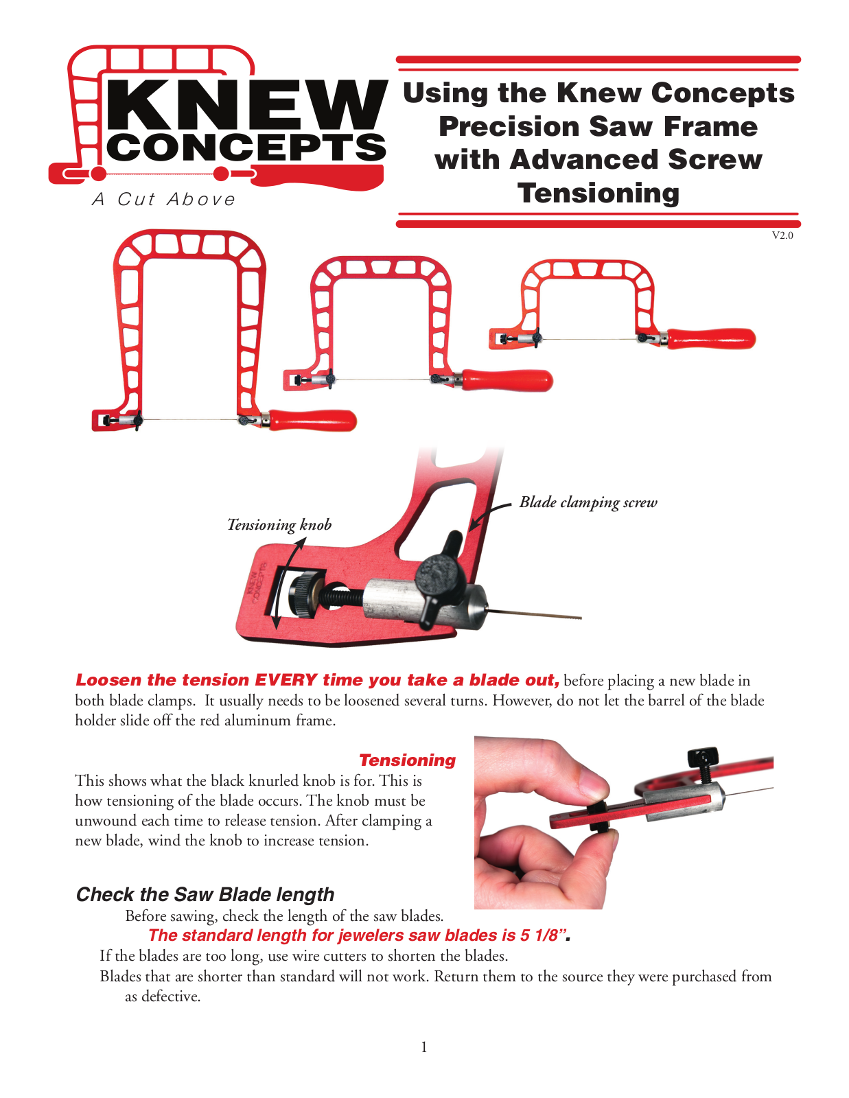 Knew Concepts 3'' Fret Saws Instructions Manual