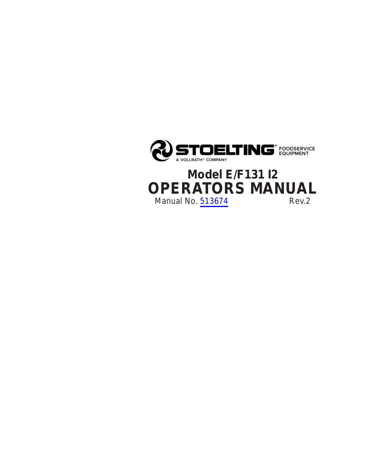 Stoelting F131-38I2 Operators Manual