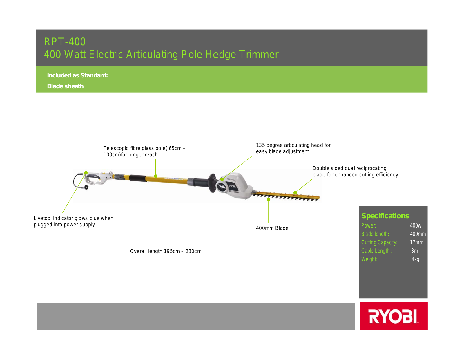 Ryobi RPT400 User Manual