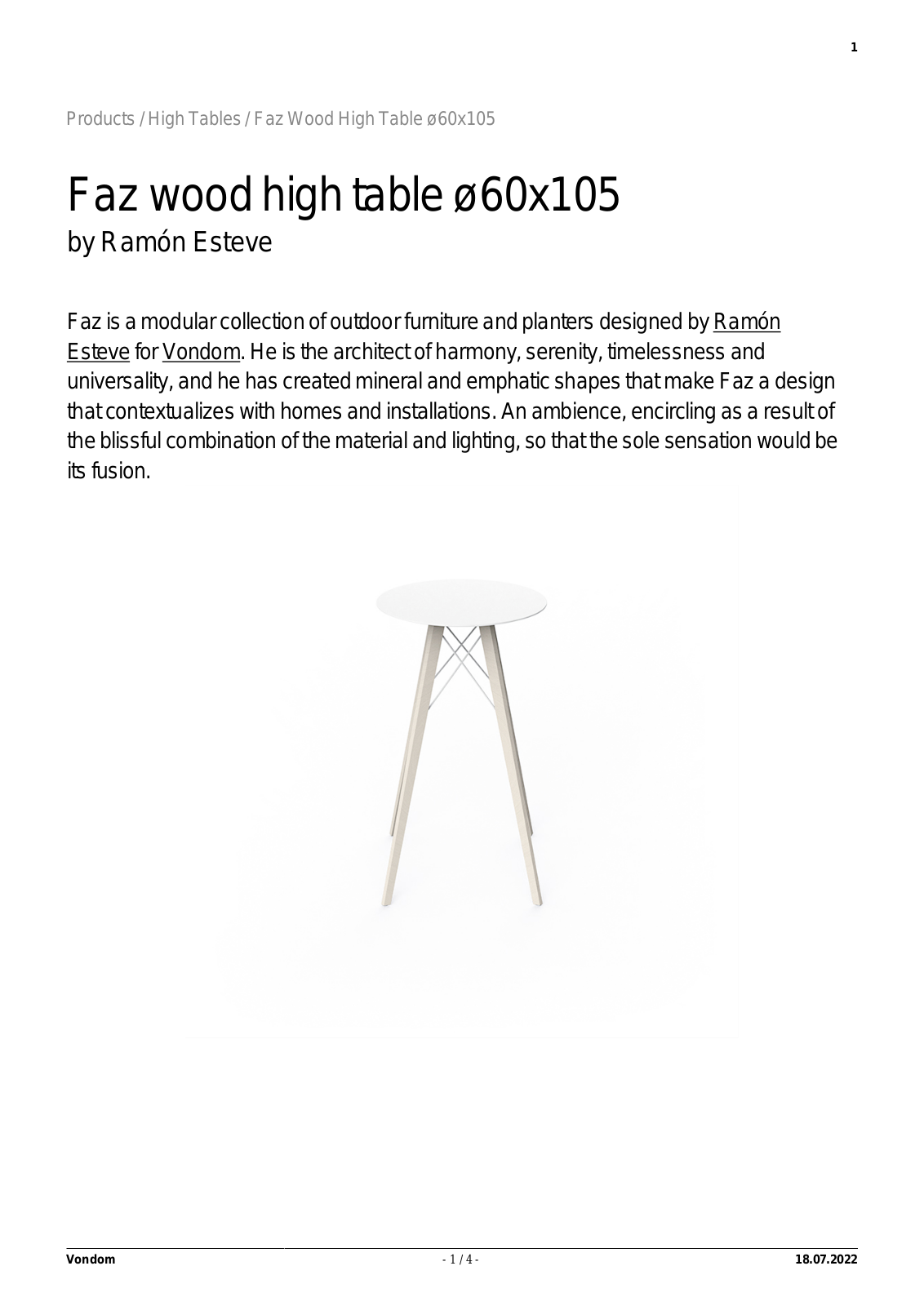 Vondom UCZW3113 Specifications - ManualMachine.com
