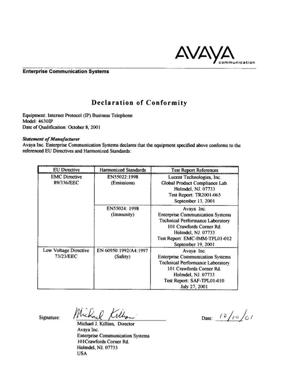 Avaya IP Phone 4630 User Manual