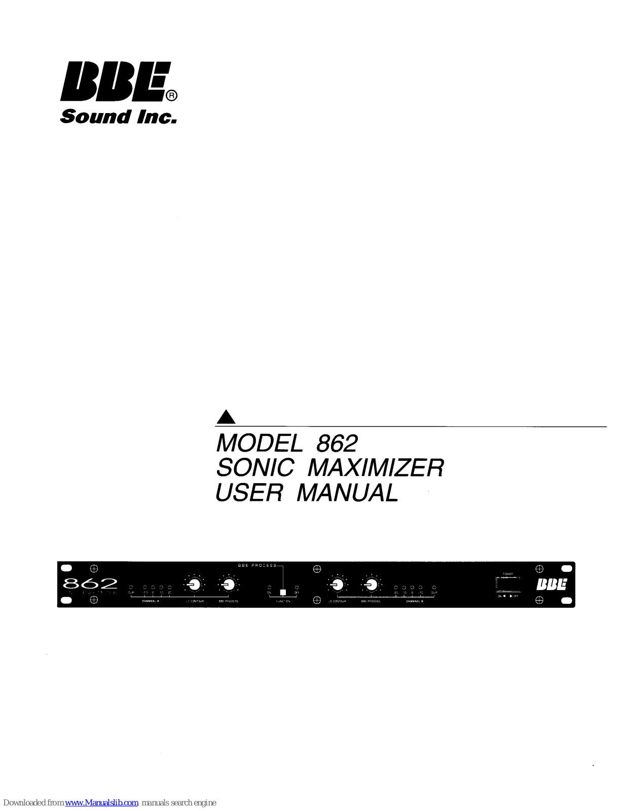 BBE Sound Sonic Maximizer BBE 862, Sonic Maximizer 862 User Manual