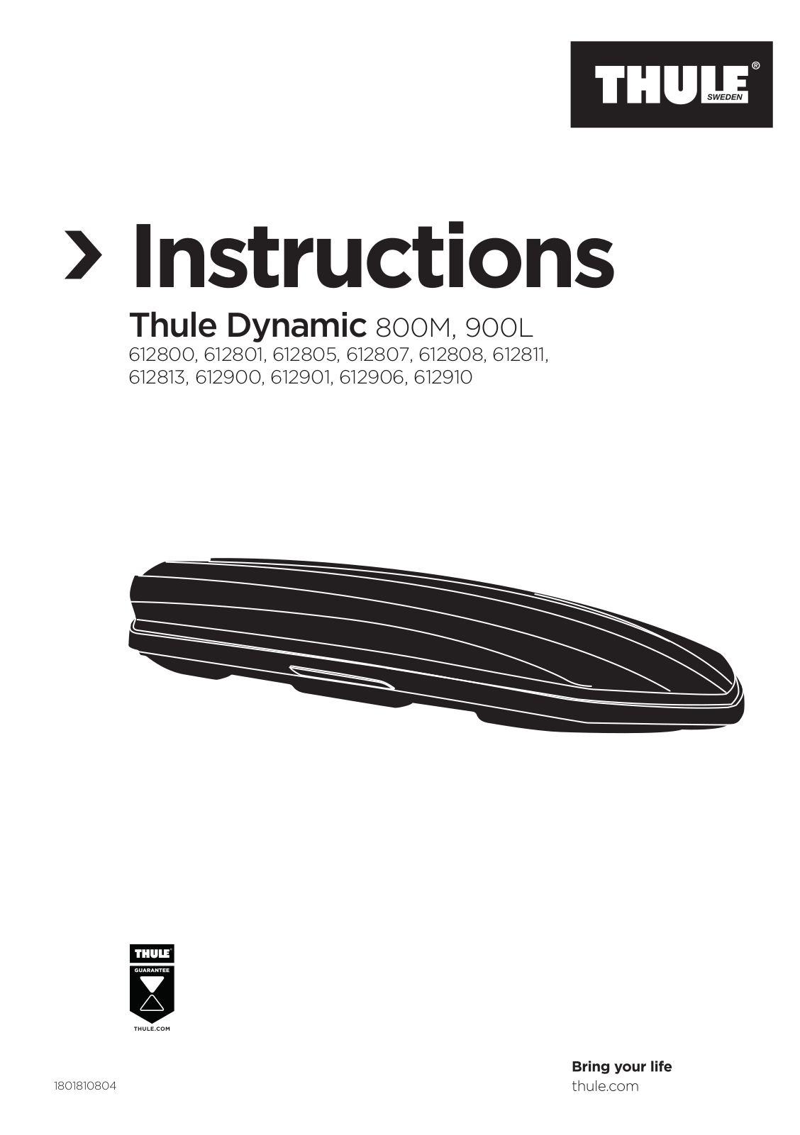 Thule Dynamic 800M, Dynamic 900L, 612800, 612801, 612805 User guide - ManualMachine.com