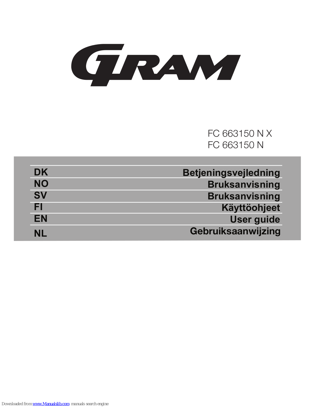 Gram FC 663150 N X, FC 663150 N User Manual