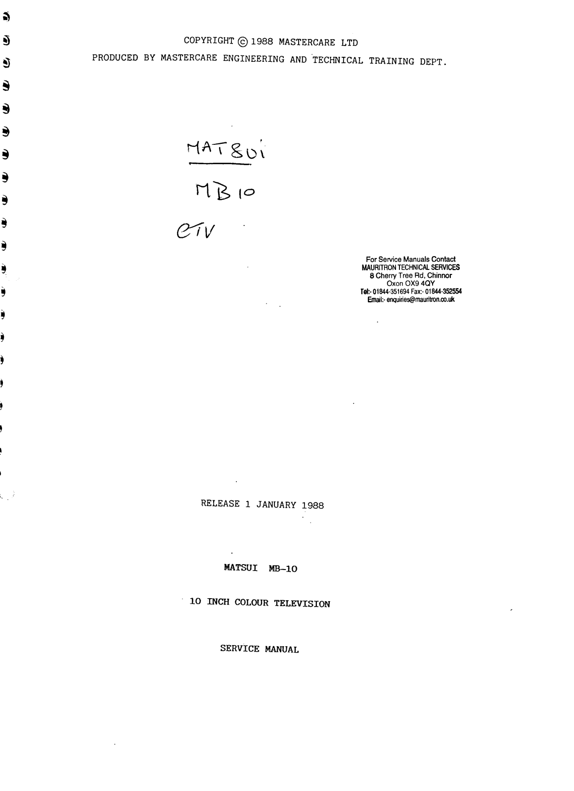 Matsui MB10 Schematic