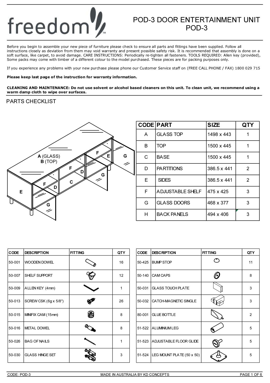 Freedom Pod ETU 3 Door Assembly Instruction