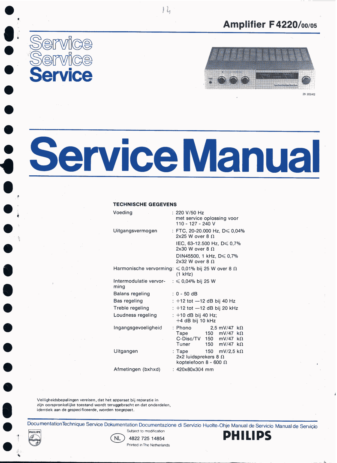 Philips F-4220 Service manual
