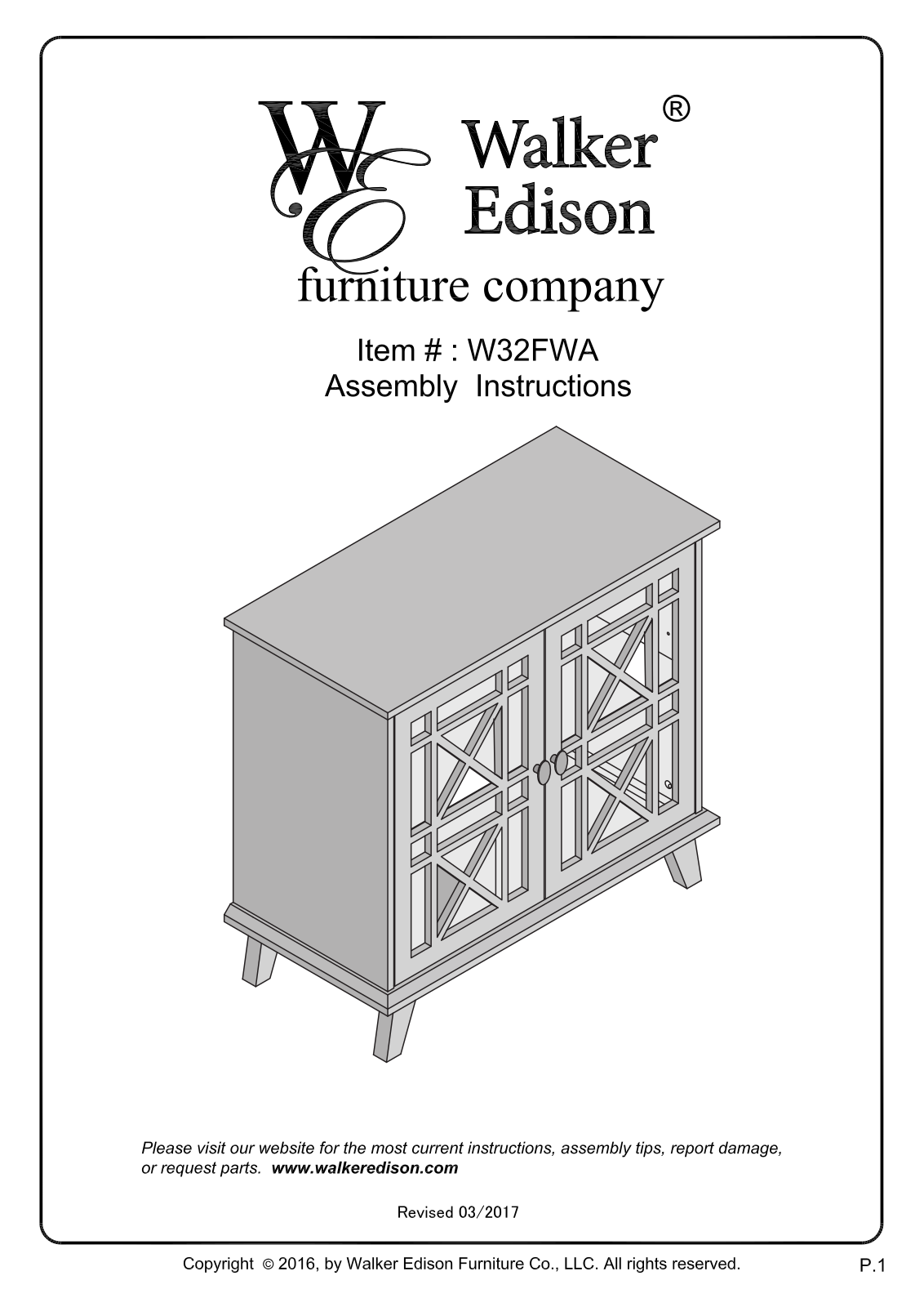 Walker Edison WLK1669 Installation & Assembly - ManualMachine.com