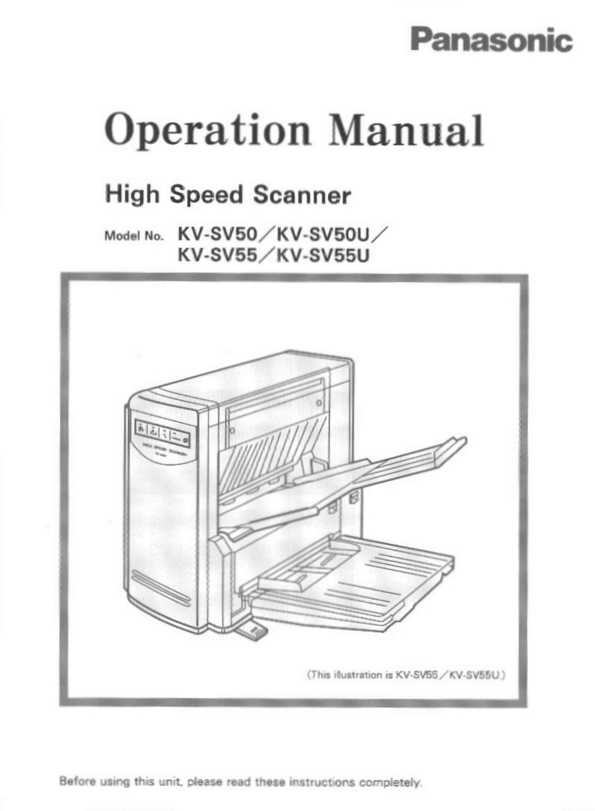 Panasonic KV-SV50U Operating Instruction