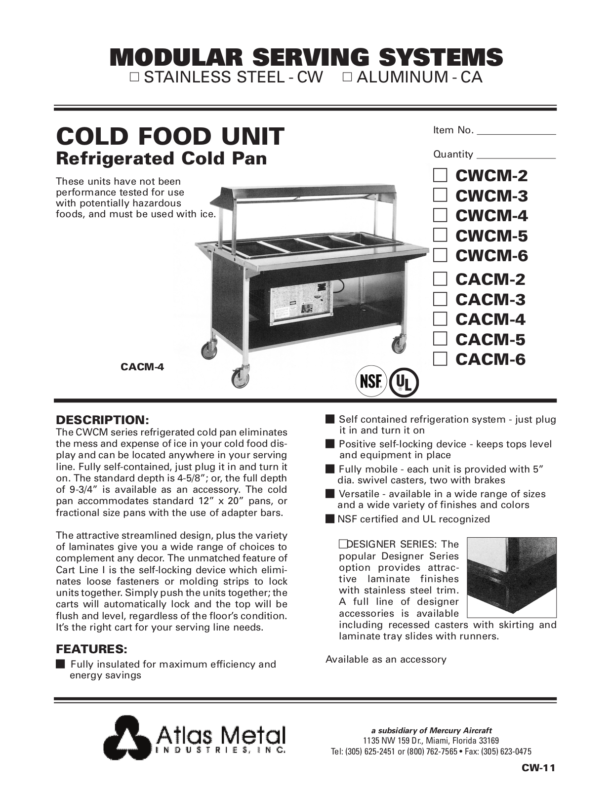 Atlas Metal CACM-3 User Manual