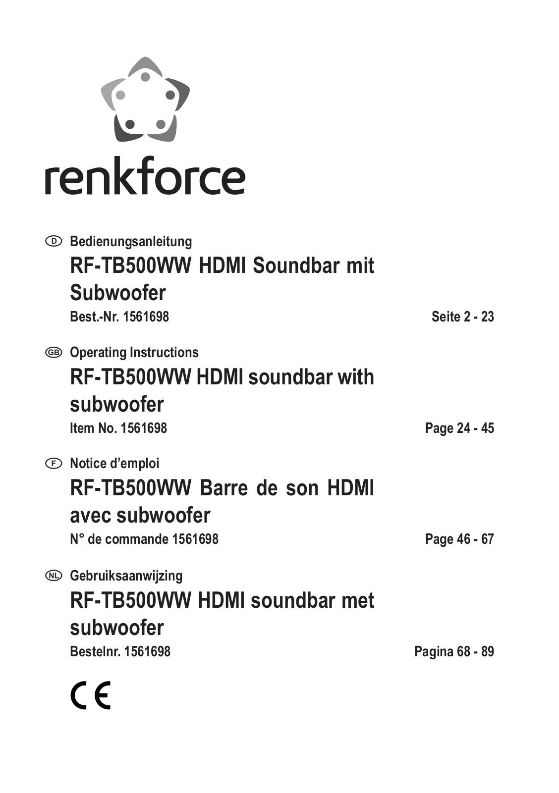 Renkforce 1561698 Operating Instructions