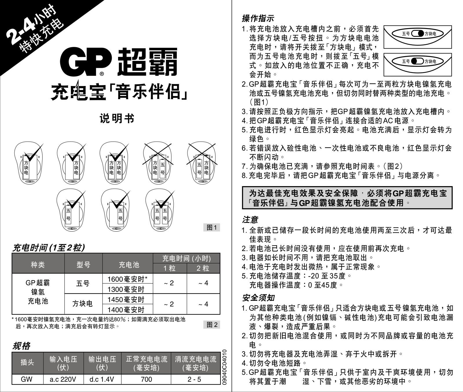 Gp batteries AUDIO User Manual