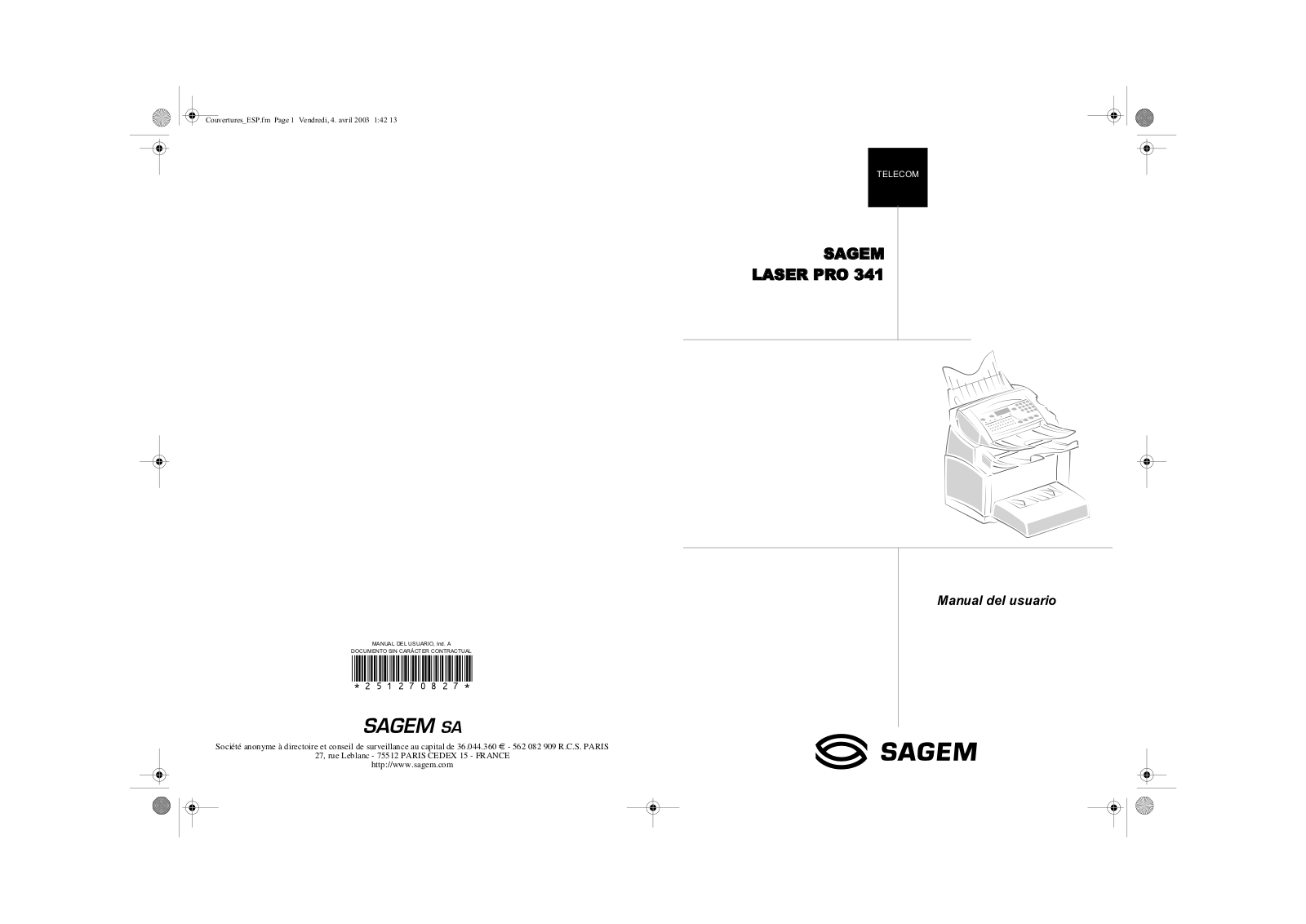 Sagem LASER PRO 341 User Manual