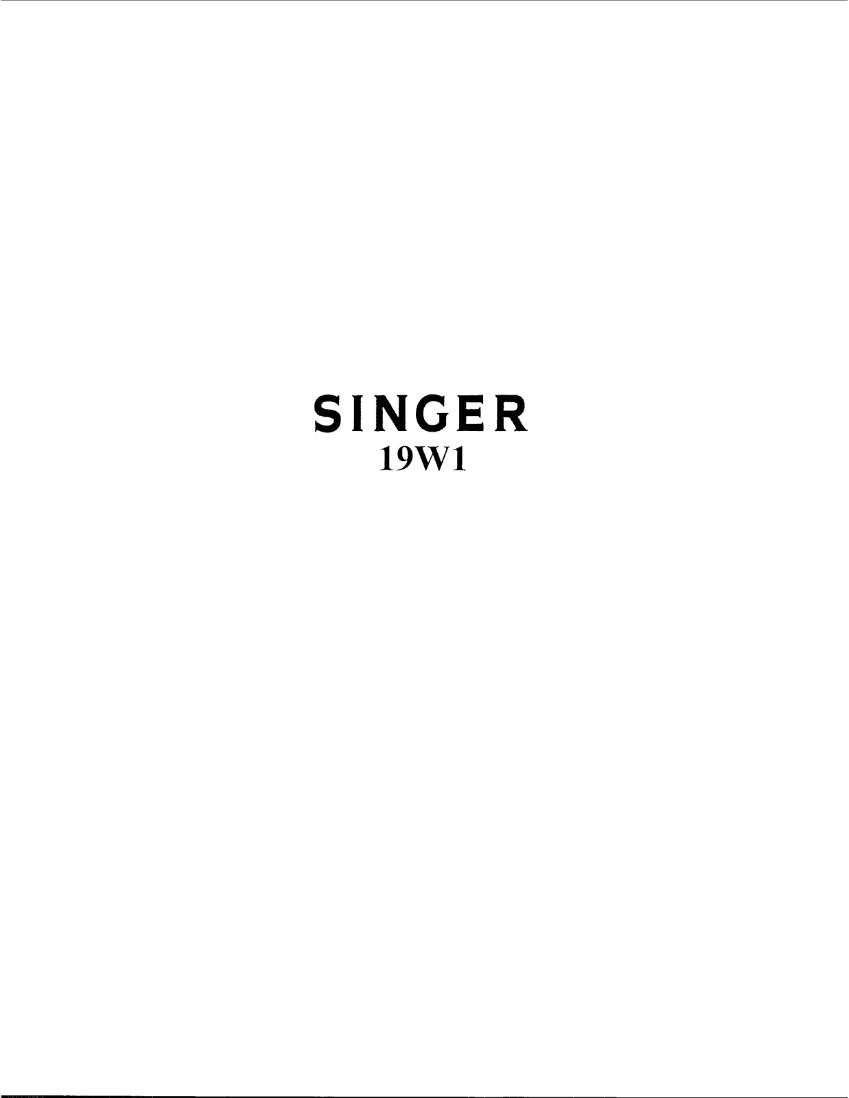 Singer 19W1 User Manual