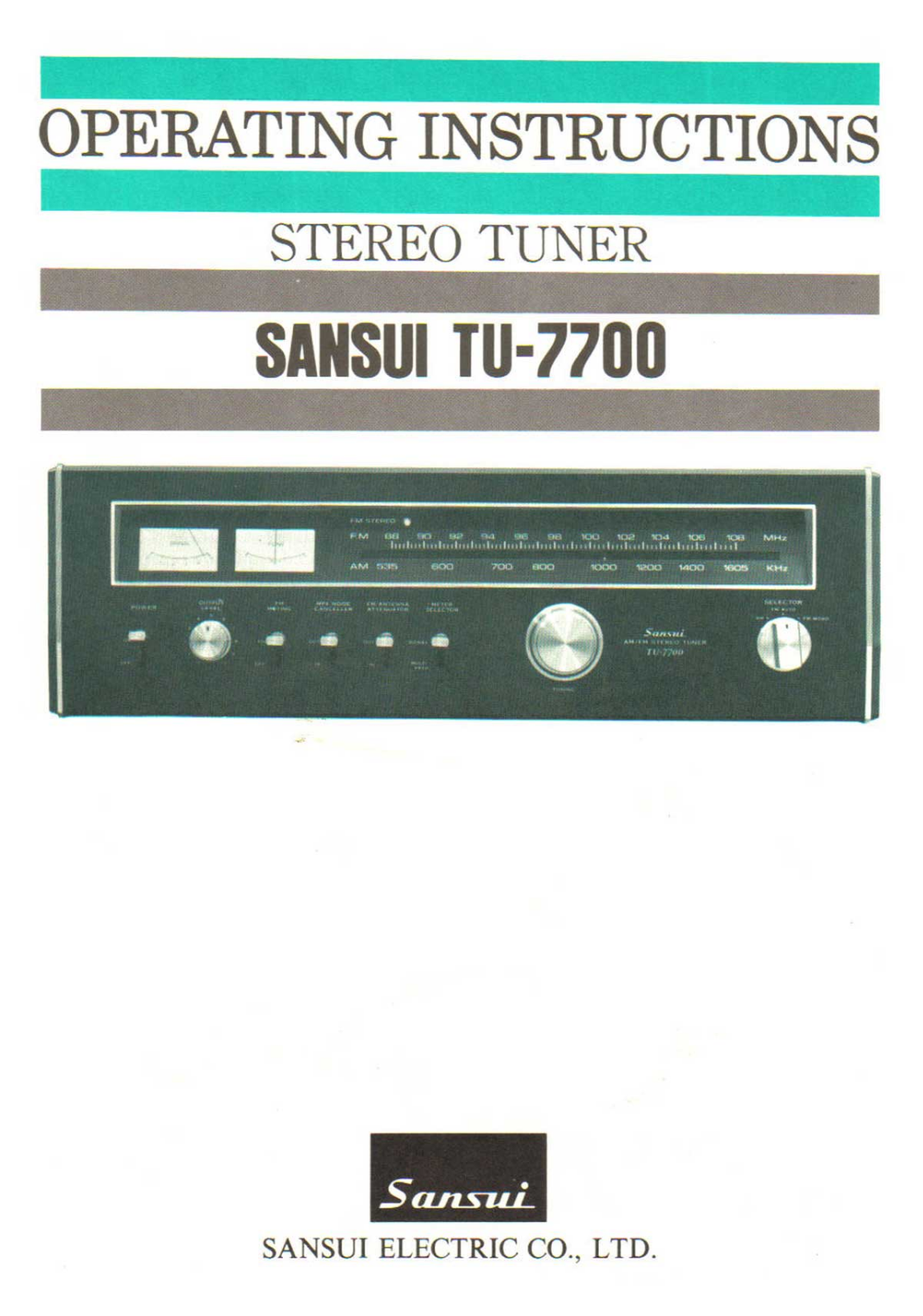 Sansui TU-7700 Owners manual