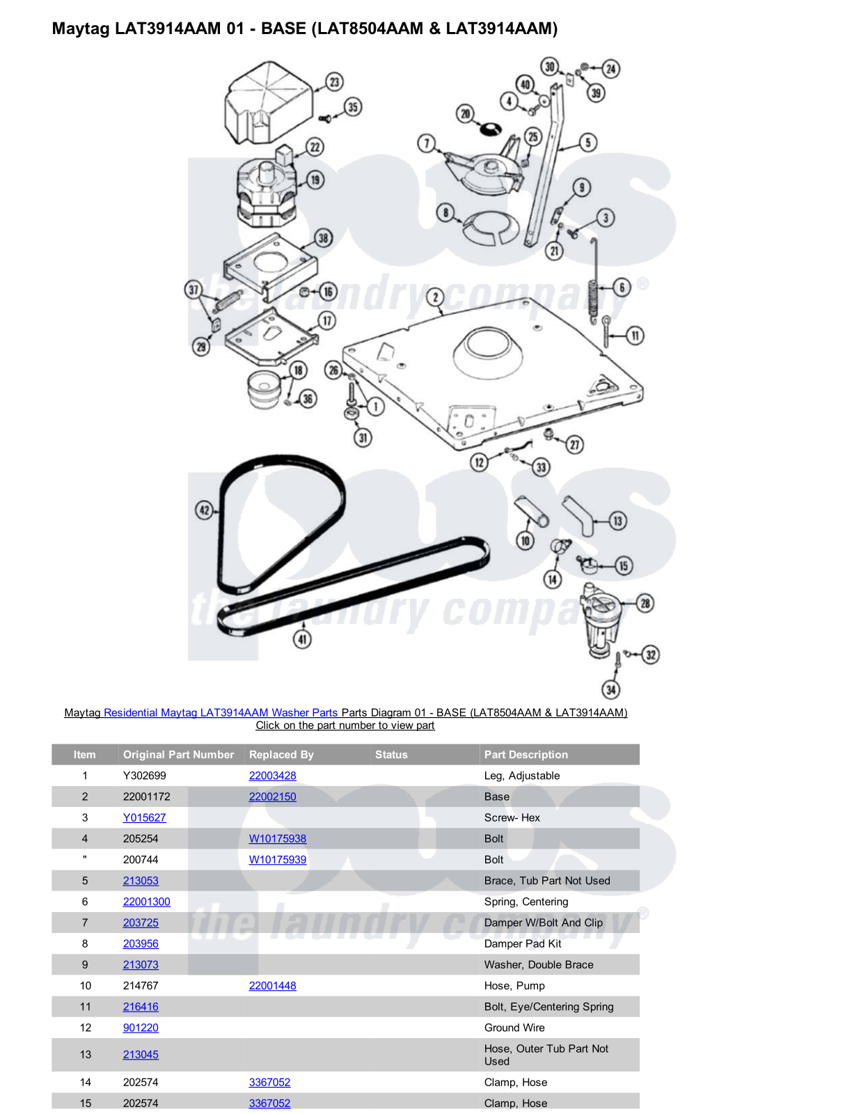 Maytag LAT3914AAM Parts Diagram