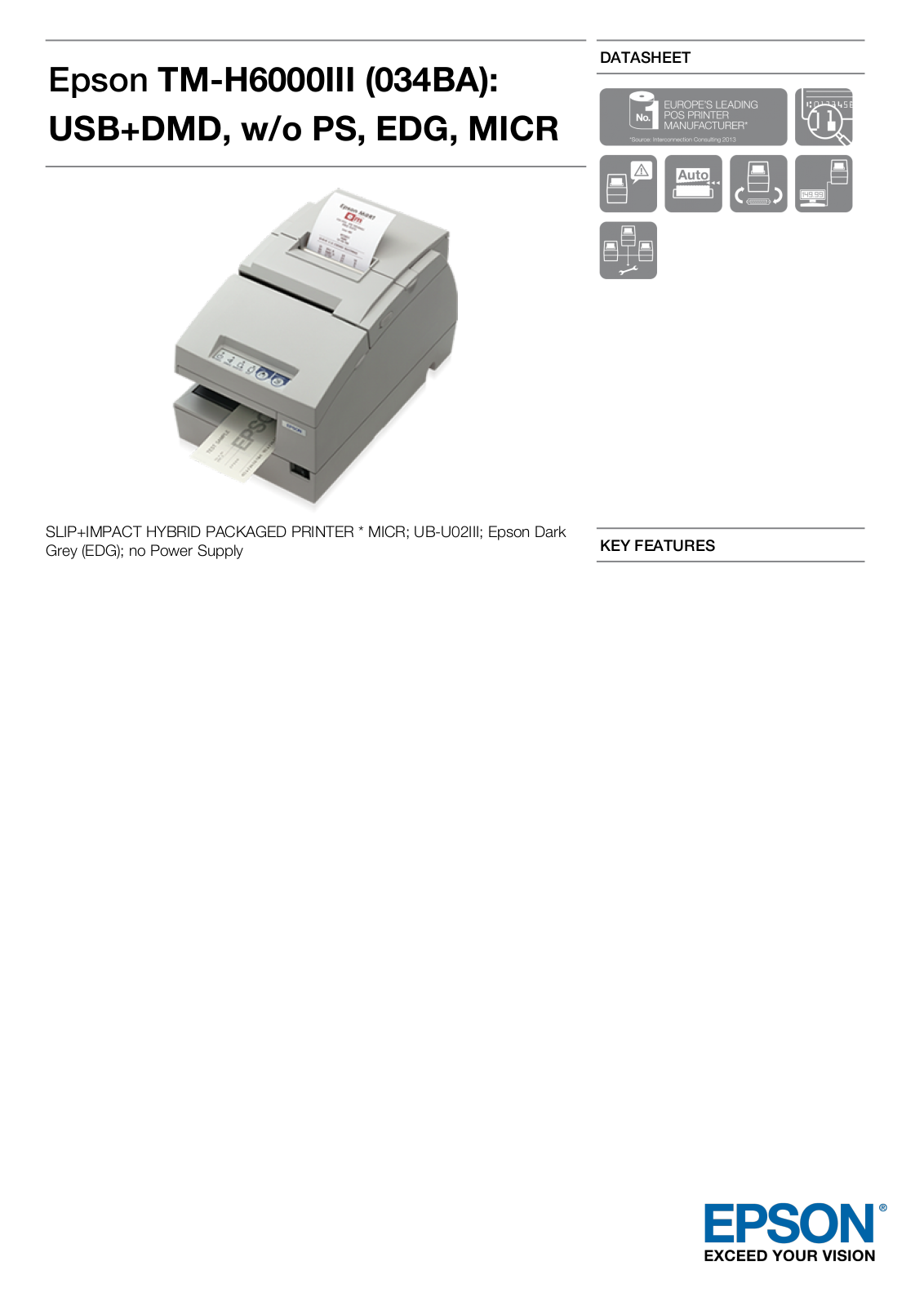 Epson C31C625034BA Product Data Sheet