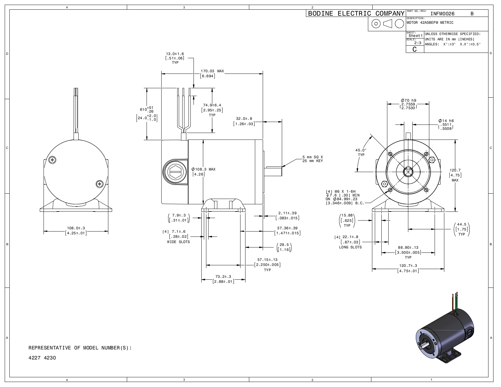 Bodine 4227, 4230 Reference Drawing