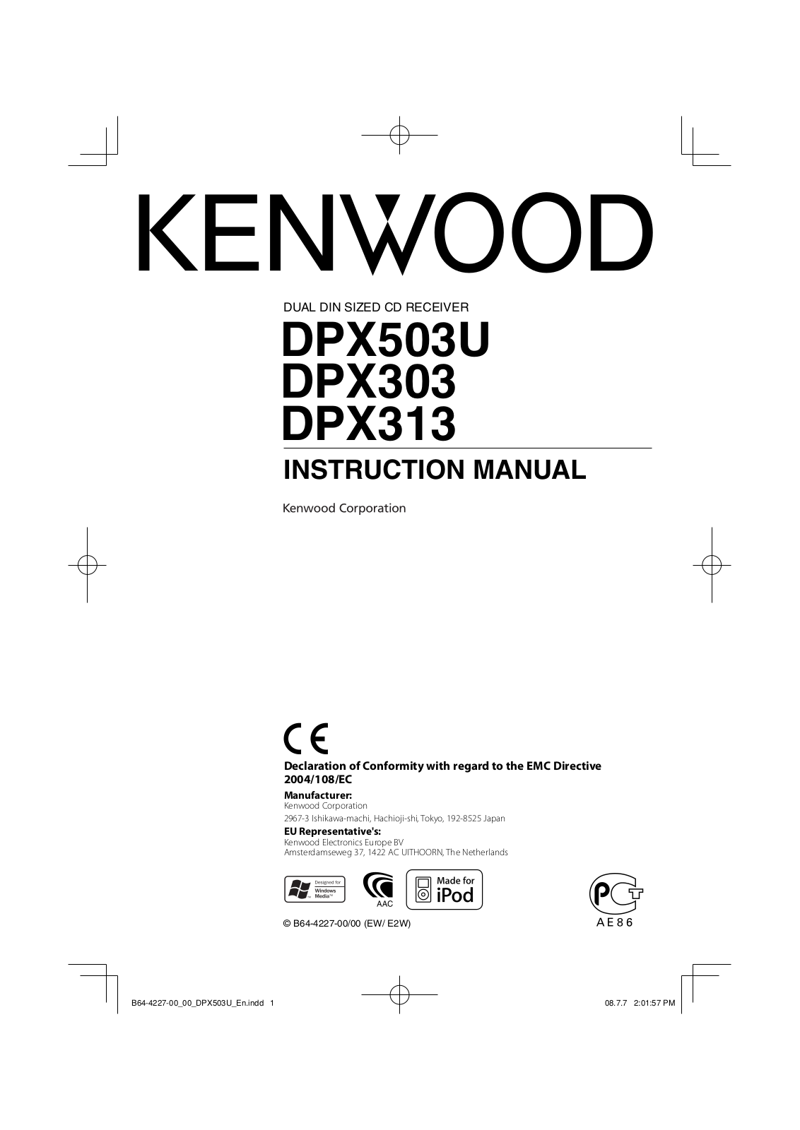 Kenwood DPX503U User Manual