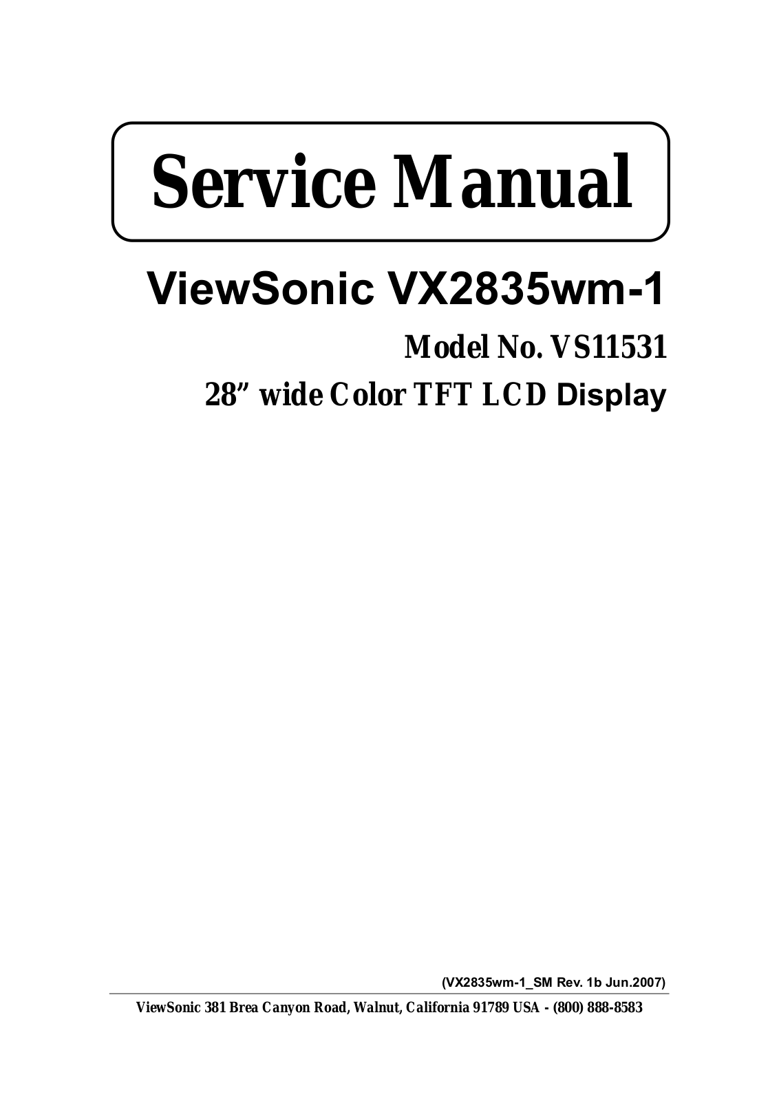 ViewSonic VX2835wm-1, VS11531 Schematic