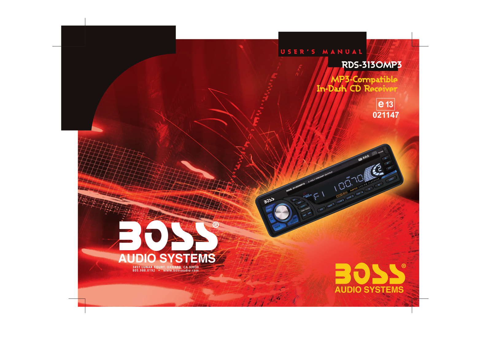 Boss Audio RDS-3130MP3 User Manual