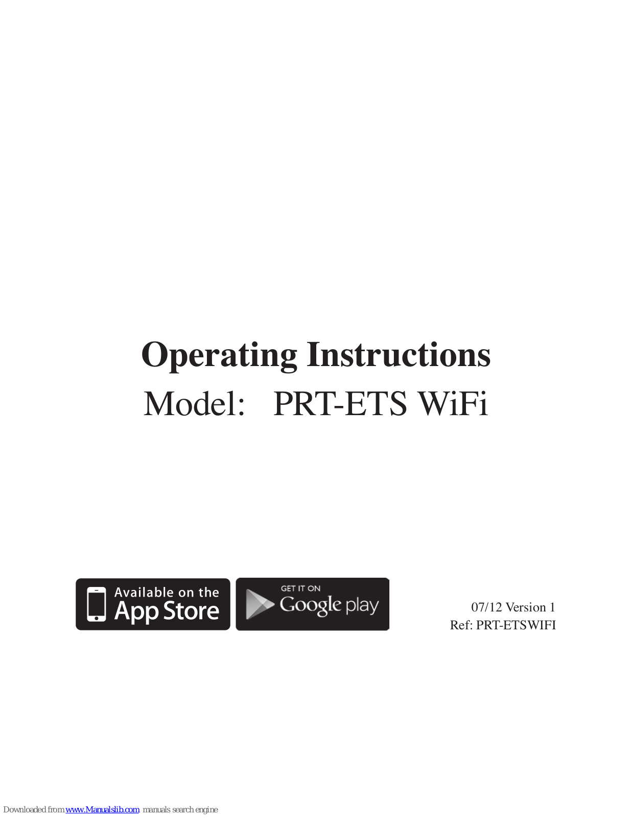 Heatmiser PRT-ETS WiFi Operating Instructions Manual