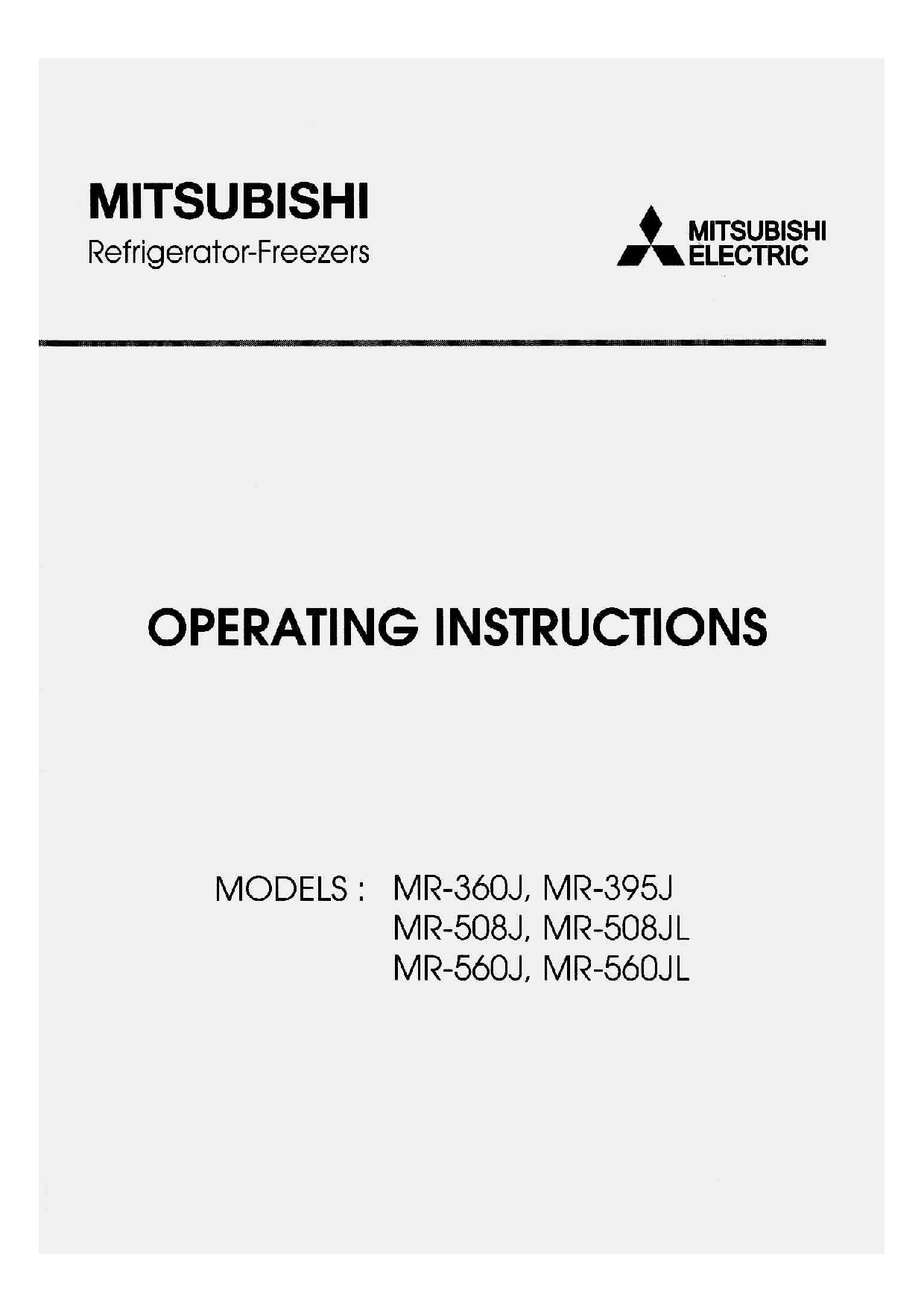 Mitsubishi Electronics MR-395J, MR-508J, MR-508JL, MR-360j, MR-560J User Manual