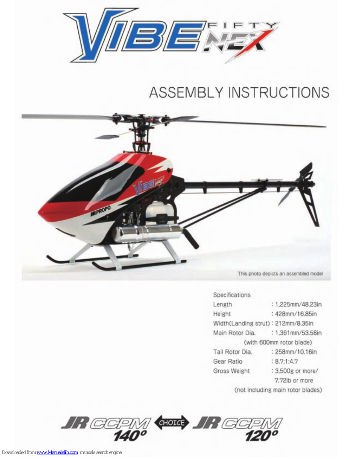 Horizon Hobby VIBE FIFTY NEX Assembly Instructions Manual