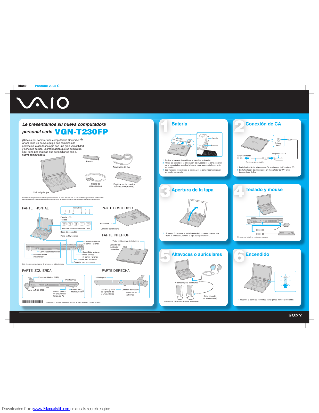 Sony VAIO VGN-T230FP Supplementary Manual