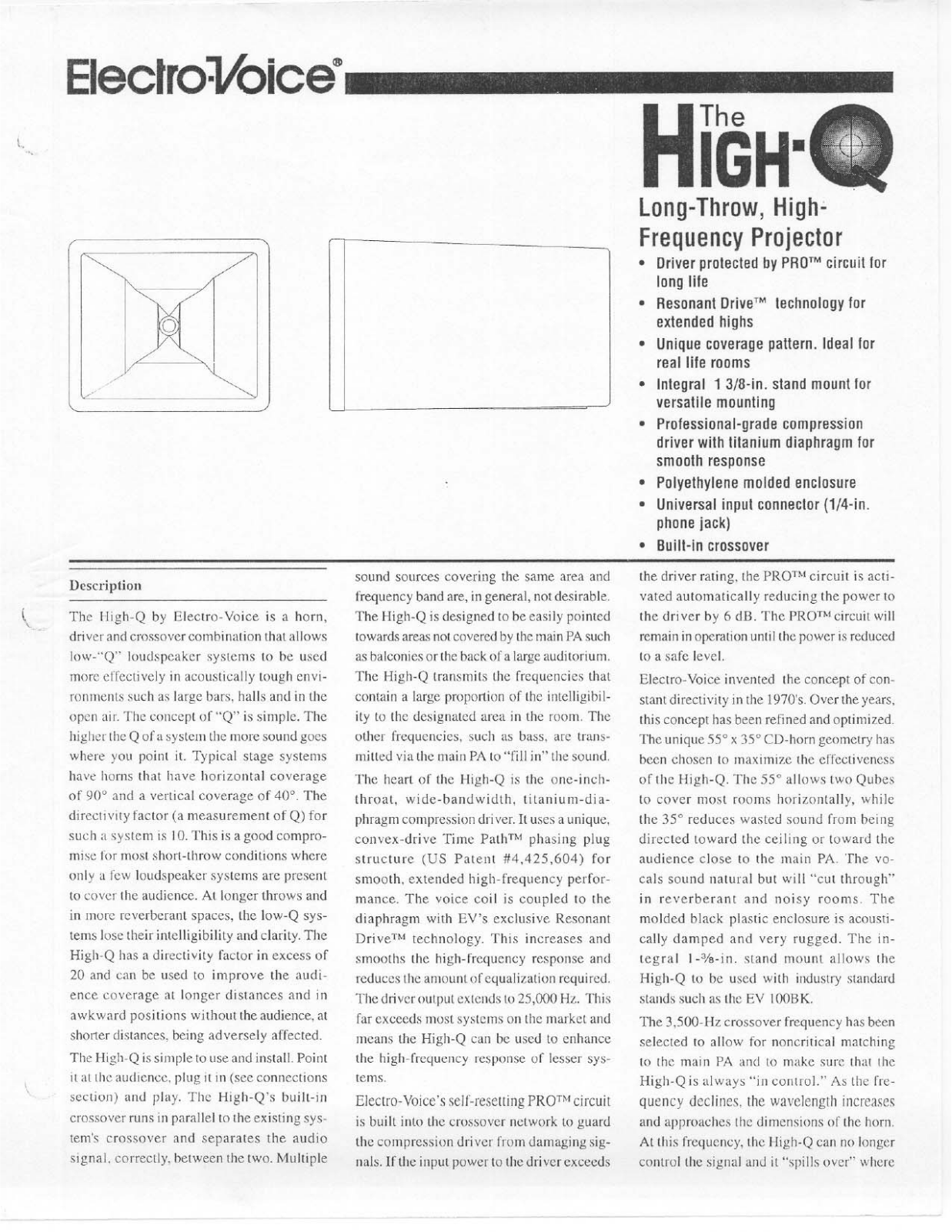 Telex High Frequency Projector User Manual