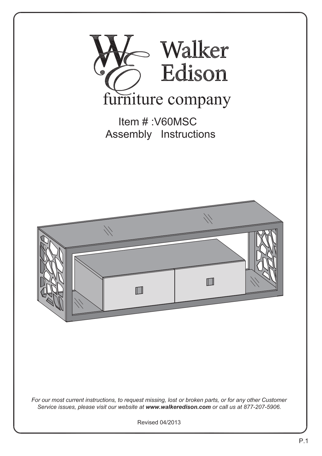 Walker Edison Furniture V60MSC User Manual