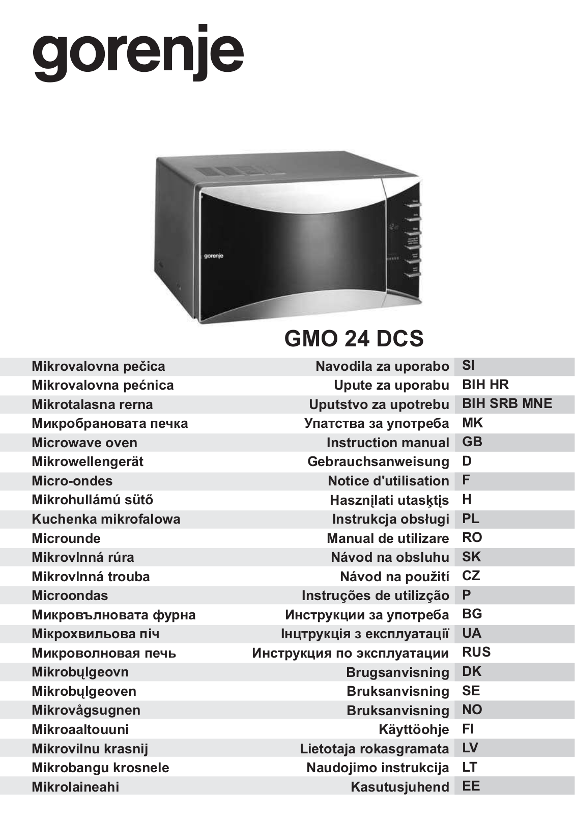 Gorenje GMO-24 DCS User manual